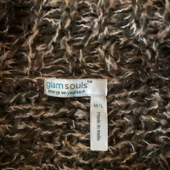 Soft Chocolate Brown woven cowl neck sweater top - Picture 3 of 6